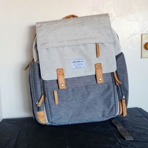 NWOT Eddie Bauer 1st Adventure GRAY Backpack OR baby diaper bag ORGANIZED CLEAN